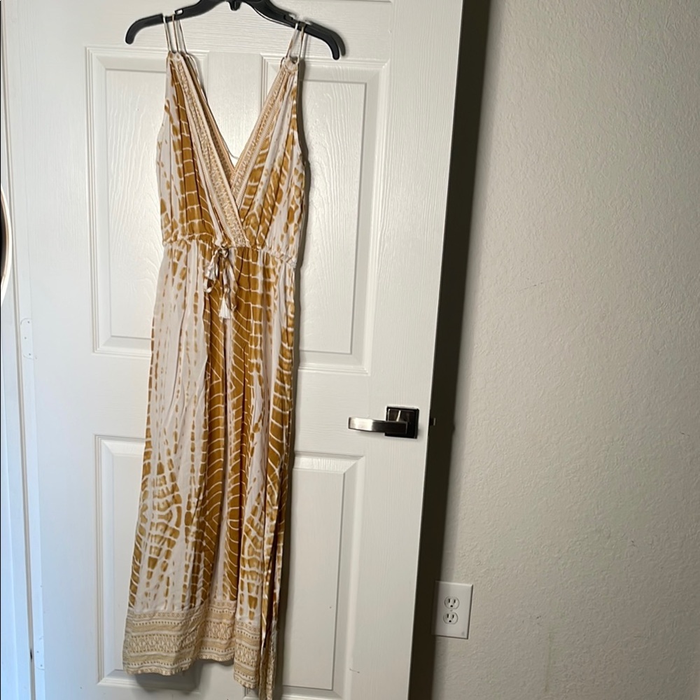 Blue island tie dye spaghetti strap Maxi Dress